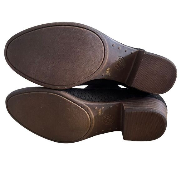 Lucky Brand Women's Black Marcelo Nubuck Booties Shoes patterned design size 7.5 - Picture 4 of 8